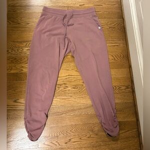 Pact Cotton Ruched Joggers | Dusty Rose | Size M